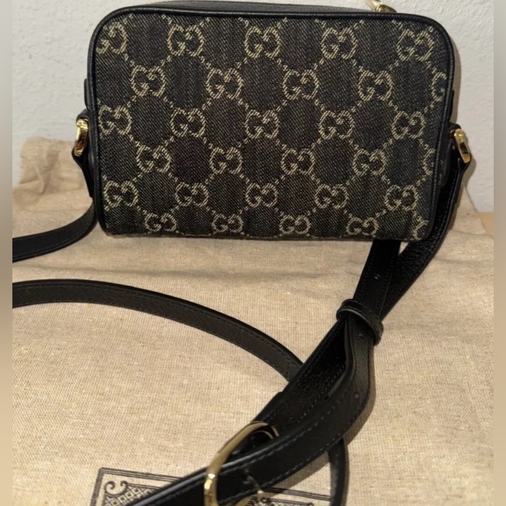 SOLD Gucci Jacquard Black Denim GG Monogram Textured Calfskin Mini Ophidia Bag - Picture 3 of 8